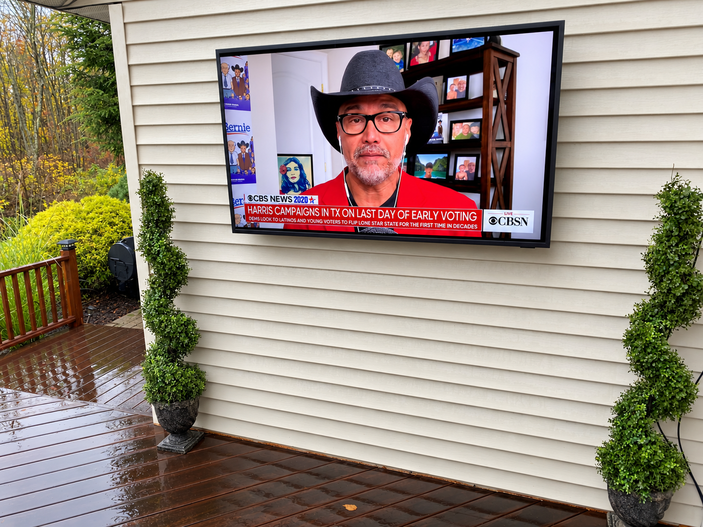 Deck-mounted outdoor television
